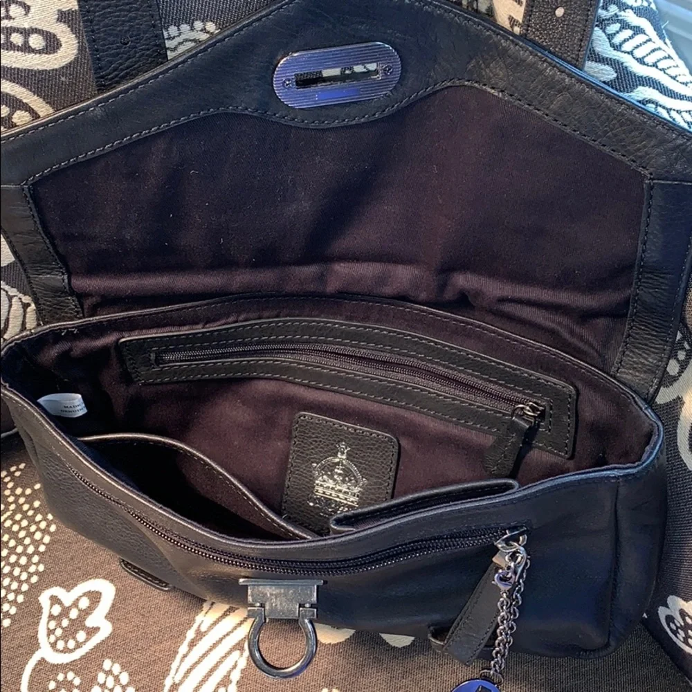 Crown Clutch Black Leather NWOT
